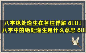 八字绝处逢生在各柱详解 🐝 「八字中的绝处逢生是什么意思 🌹 」